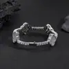 Pulsera de Tenis de Circonita de Trébol de Cuatro Hojas con Hebilla de Resorte Hip Hop Transfronteriza Europea y Americana Joyería de Alta Gama para Combinar con Todo Pulsera para Hombre
