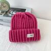 Gorro de lana para mujer, con gran circunferencia de cabeza y etiqueta pequeña, para otoño e invierno, con protección para las orejas, tejido grueso y cálido para el frío.
