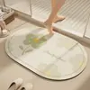 Tapete de Chão de Lama Diatomácea para Banheiro Estilo Fresco Tapete Antiderrapante para Banheiro Resistente à Sujeira Banheiro Absorção de Água Secagem Rápida Banheiro Cortável