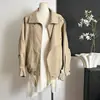 Paseo de Otoño: Chaqueta de Trabajo de Algodón/Algodón Tencel de Alta Calidad, Estilo Vintage, Cuello Solapa, Corte Holgado, Color de la Imagen