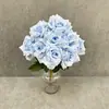 Flores artificiales, ramo de rosas de diamante de 9 cabezas, rosas artificiales con hojas, para decoraciones de boda y decoración del hogar