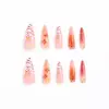 Unhas Usáveis Europeias e Americanas Mais Vendidas com Designs Florais 3D, Unhas Destacáveis, Arte de Unha Tendência, Peças de Unha Prontas para Uso no Atacado