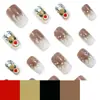 Nuevo Navideño Transfronterizo Más Vendido Manicura Degradado Lindo Reno Copo de Nieve Puntos Uñas Rectangulares Medias Portables Venta al por Mayor