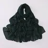 Transmissão ao vivo Cachecol longo de chiffon de pérola criptografado transfronteiriço com flores dobradas feitas à mão e contas, lenço de gaze de minoria étnica, lenço de cabeça malaio
