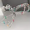 Colar IU Mesmo Estilo S925 Prata Esterlina Cor Feijão Dopamina Feminino Design de Nicho Ins Contas Redondas Corrente da Clavícula de Luxo Leve