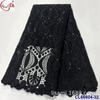Vestido de tela hueca transpirable con bordado de encaje soluble en agua con flores grandes negras, venta al por mayor, encaje francés