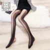 Emagrecimento lado listras verticais costurando meias mulheres primavera outono inverno fino sexy seda preta fundo meia-calça atacado