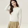 Colección 2026: Camiseta básica de punto para mujer 100% cachemir puro, diseño de cuello plano y redondo, color liso versátil