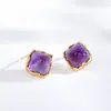 Pendientes de Plata de Ley S925 con Forma de Torre de Azúcar de Amatista Natural para Mujer, Joyería Moderna y Sencilla con un Toque de Lujo, Pendientes Retro Estilo Chino
