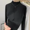 Camiseta base de mujer con cuello alto fruncido 2026 otoño e invierno elegante ajustada cálida de cuello medio alto capa interior top