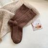 Meias de Lã para Mulheres, Meias de Cano Médio para Outono e Inverno, Forradas com Fleece e Espessadas, Quentes de Inverno, Cor Sólida, Meias Longas de Cashmere Femininas Estilo Slouch