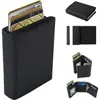 Carteira Grande de Três Dobras com Porta-Moedas, Ejetor Automático de Cartões, Porta-Cartões de Metal, Carteira de Couro Masculina Multifuncional para Negócios