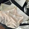8669 Estilo Elegante Malla con Lazos Calados Costura Sin Costuras Seda de Hielo Chica Ropa Interior de Cintura Media Calzoncillos Transpirables