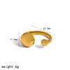 Anel Aberto de Aço Inoxidável Color Block Dourado e Prateado Moda Banhado a Ouro 18K Cabeça Dupla Anel de Dedo de Aço Titânio Resistente à Cor