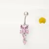 Anillos para Ombligo de Acero Inoxidable Europeos y Americanos Transfronterizos con Colgantes de Circonita en Forma de Corazón y Anillos para Ombligo con Rosca Joyería para Piercings al por Mayor