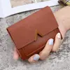 Carteira feminina estilo coreano, nova, dobrável, curta, vintage, porta-cartões, couro artificial, simples, dobrável, para estudantes