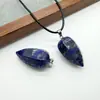 Collar Colgante de Piedra Natural Más Vendido Transfronterizo 15*30mm Piedra Natural Hexaédrica Forma de Gota de Agua Piedra de Tigre Joyería DIY