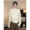 Chegou! Suéter modal de outono/inverno com gola alta para mulheres, de manga comprida, elegante, moderno e versátil, malha para outono e inverno