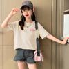 Camiseta de Algodão Manga Curta para Meninas Chegada Nova de Verão Top Esportivo Soltinho Estampado de Desenho Animado Camiseta Manga Meia-manga Estilo Ocidental Roupa Infantil para Meninas