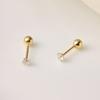 Aretes Dorados de Circonita de Cuatro Garras para Mujer Plata de Ley 925 Elegantes Aretes Pequeños Tornillos Mini Aretes de Diseño Creativo E9786