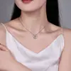 Collar de Plata de Ley S925 con Moissanita, Diseño de Círculo Hueco con Escalera, Estilo Nuevo Europeo y Americano, Sensación de Lujo Ligero y Gama Alta, Cadena para Clavícula