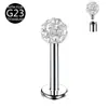 Disponibilidad del Fabricante F136 Aleación de Titanio G23 Cerámica Bola Llena de Diamante 0.9 Rosca Interna Joyería para Piercings Aretes Labret