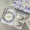 Plato de hueso europeo de lujo ligero transfronterizo para filete estilo occidental decoración Mesa de sala modelo plato plano de hueso de china casero de hortensias