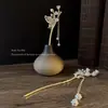 Grampo de Cabelo Flor Borboleta com Acabamento de Luxo, Acessório de Cabelo com Franja de Pérolas, Novo Grampo de Cabelo Fresco Estilo Chinês, Grampo de Cabelo Estilo Antigo