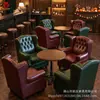 Sofá de sala de charutos estilo americano bar de uísque, conjunto de mesa e cadeiras de café estilo Western vintage, cadeira de tigre para uma pessoa