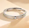 Anillo Abierto de Plata S925 con Diamante Único Estilo Rueda de la Fortuna para Parejas, Joyería Versátil de Lujo Ligero, Al por Mayor en Stock, Venta Caliente Transfronteriza