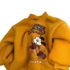 Sudadera Gruesa con Forro de Felpa para Niños 2025 Estilo Coreano Mickey Pulóver Moderno Top Cálido para Niños y Niñas