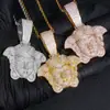 Joyería de nicho transfronteriza de hip-hop europeo y americano, colgante de retrato de circón con diamantes completos, collar para hombre simple y versátil, joyería personalizable