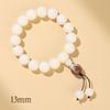Pulsera Bodhi de Jade Blanco Natural Colgante de Loto Tallado Cuentas Redondas Círculo Único Alrededor del Dedo Cuentas Budistas Suaves Rosario de Mano