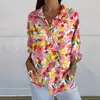 Camisa de manga de siete puntos con hombro descubierto para mujer transfronteriza, tendencia de verano europea y americana, estampado floral, impresión 3D