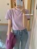 Camiseta de Manga Curta com Gola Redonda para Mulheres, Estilo Coreano, Caimento Solto, Nova Camiseta Básica Lisa de Verão 2026, Camiseta para Usar por Baixo, Top com Ombro Normal