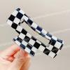 Horquilla para el pelo con diseño de tablero de ajedrez en blanco y negro, pinza para el pelo grande y elegante, pinza para el pelo con diseño de tiburón, pinza para el pelo, tocado para mujer, verano
