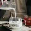 Copo de Vidro Transparente Estilo Nórdico Barriga Larga com Alça Xícara para Leite Fruta Café Xícara de Café da Manhã Bebida Fria Cristalina