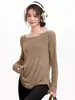 Camiseta de Manga Larga de Secado Rápido con Cuello Redondo Espalda Descubierta y Tirantes Cruzados para Mujer, Holgada, con Protección Solar, Diseño Moderno, Adelgazante, Top Deportivo para Yoga