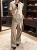 Camisa de manga corta a rayas con lazada para hombre y mujer, de verano, fluida, antiarrugas, estilo old money, casual, corte limpio