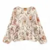 Suéter de mohair con estampado floral de estilo suave para mujer, 26 otoño nuevo en ropa para mujer, top de punto sin hombros con cuentas