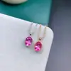Pingente de Colar S925 Prata Banhado a Ouro Topázio Rosa Natural Rubis Lifting Deusa Pedra Principal Antialérgica 5*7mm