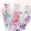 Regla de Arena Líquida de My Little Pony de Dibujos Animados para Estudiantes, para Dibujar Líneas Rectas y Onduladas, Regla Multifuncional Inyectada con Aceite