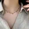 Collar de Acero de Titanio con Piedra Natural de Estrella y Luna Vintage Joyería de Lujo Ligero de Nicho Accesorios de Cadena para Clavícula de Gama Alta para Mujer