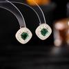 S925 agulha de prata simples all-match brincos Coreia Dongdaemun Moda Brincos Trendy Geometric Super Flash Square Zircon Brincos