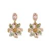 Agulha de prata diamante cor brincos de flor fresco all-match elegante luz de luxo high-end acessórios de orelha mulheres atacado