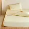 Item Único Capa de edredom de malha de algodão puro Classe A ultra macia, lençol de cama, lençol com elástico, capa de edredom de malha 100% algodão segura para bebês 4