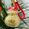 Chaveiro Saco da Sorte 999 Ouro Puro Atrai-Fortuna com Fio Vermelho e Pingente de Cogumelo, Presente Atrai-Riqueza para Melhor Amigo, Presente de Lembrança