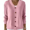 Exportação Transfronteiriça Estilo Europeu e Americano Outono e Inverno Novo Cardigã Tricotado Feminino Cor Sólida Casual Moda Jaqueta Suéter Cardigã Feminino