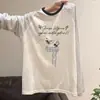 Roupa Estilo Coreano Ins Camiseta de Manga Longa para Mulheres, Outono e Primavera Fina Solta Casual Patchwork Listrado Manga Raglan Top