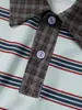 Camisa Polo de Manga Corta a Rayas y Cuadros Patchwork Estilo Retro de Verano Nanxia Qiaozhuang para Hombre, Marca de Moda, Corte Holgado, Camiseta Versátil para Parejas